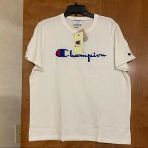 Champion White Logo T shirt